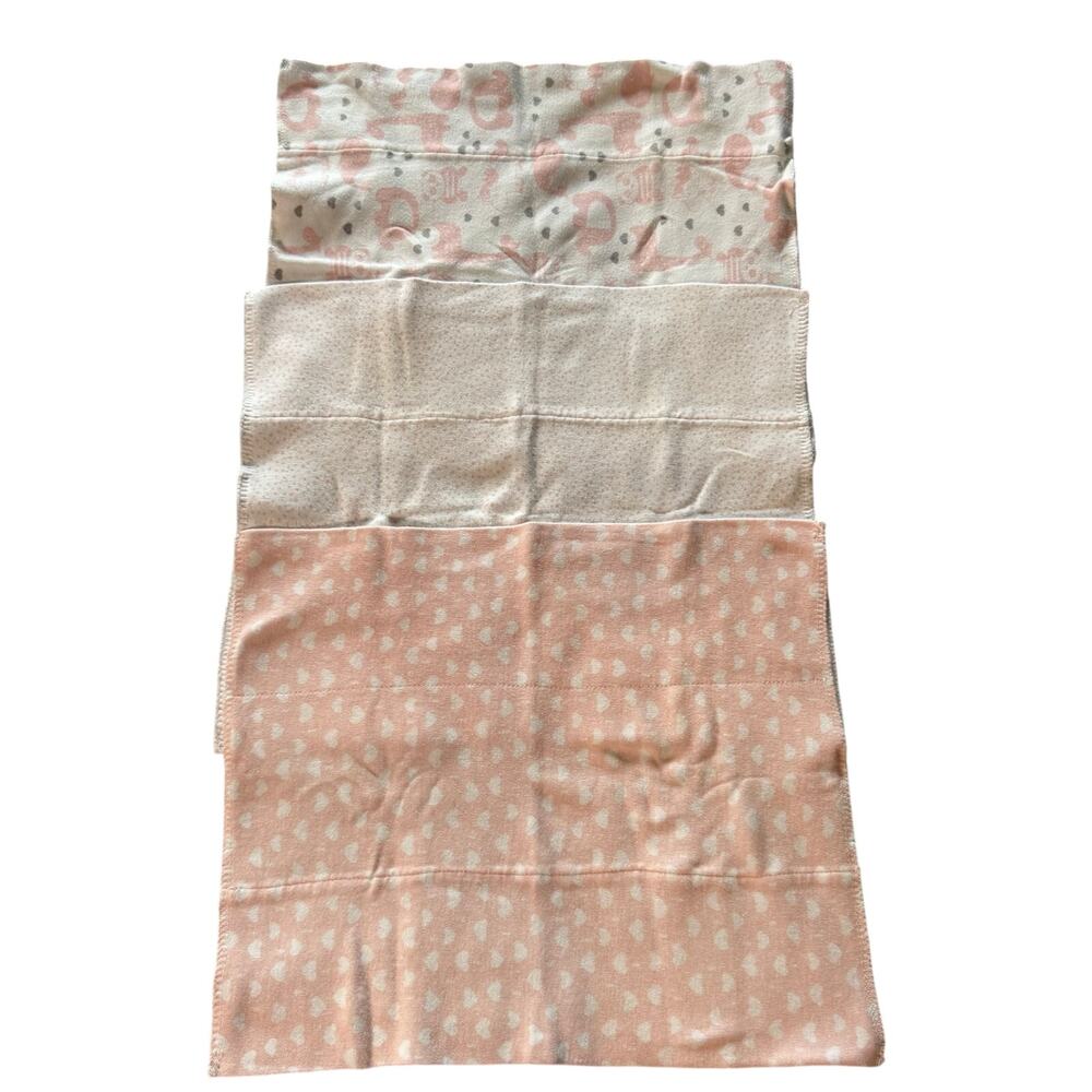 Baby Girl Burp Cloth Set Pink Neutral Hearts 3 Pack